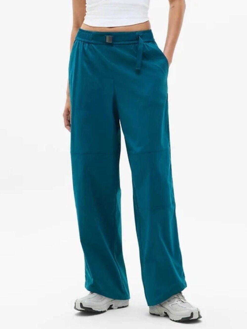 Athleta Highland High Rise Lightweight Straight Leg Utility Pants Teal, size S/P